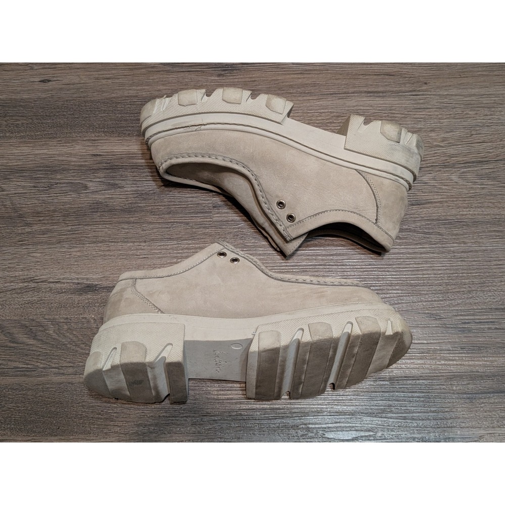 Sam Edelman Womens Beige Suede Platform‎ Lug Sole Loafers Shoes Size 39 No Laces